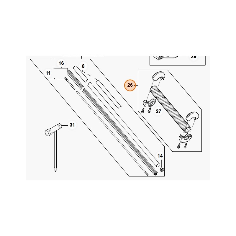 Cortasetos tope serie modelos HLA135 ORIGINAL STIHL HA040071001