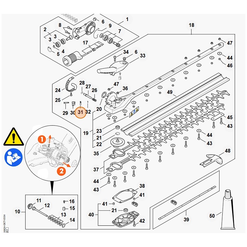 Ressort avec crochet taille-haie modèles HLA135 ORIGINAL STIHL 42431824501