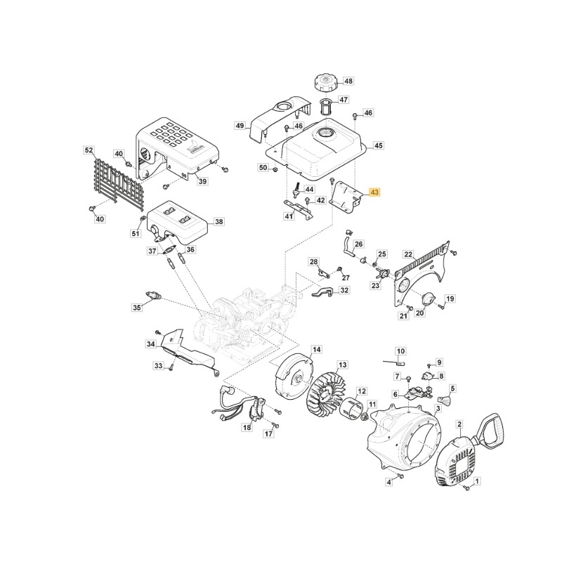 Support de réservoir STIGA moteur AS 56 P - LC 170 FS - SM65 118551316/0