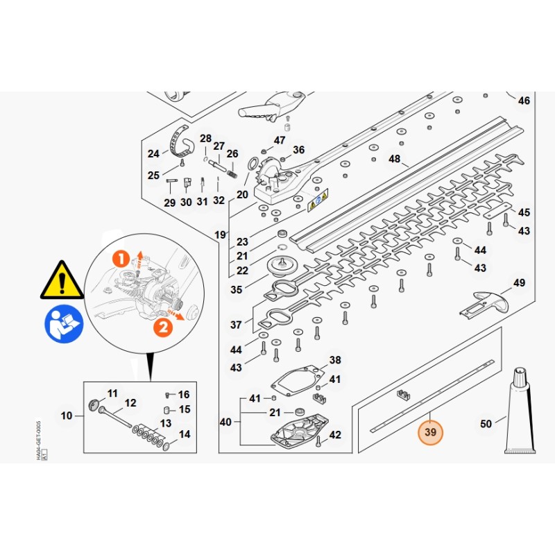 Cover plate set hedge trimmer models HLA135 ORIGINAL STIHL 42430071003