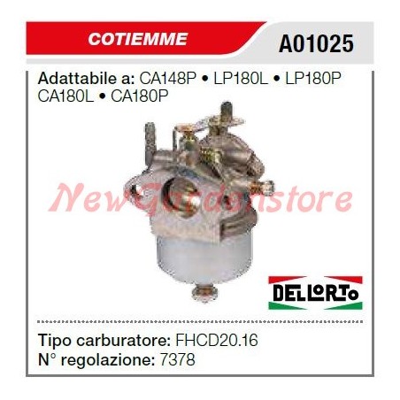 Carburador COTIEMME motor cultivador CA148P LP180L A01025 | Newgardenstore.eu