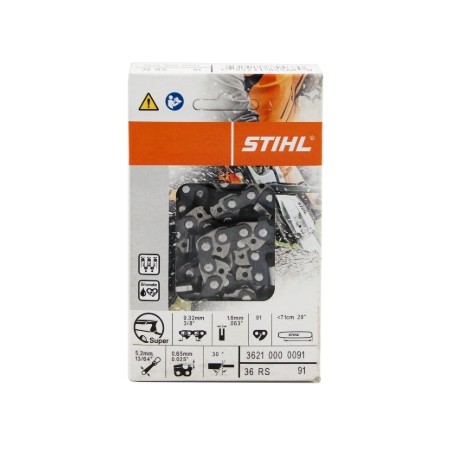 Chaîne de tronçonneuse d'origine Stihl 91 link 36 RS Rapid Super 36210000091 | Newgardenstore.eu