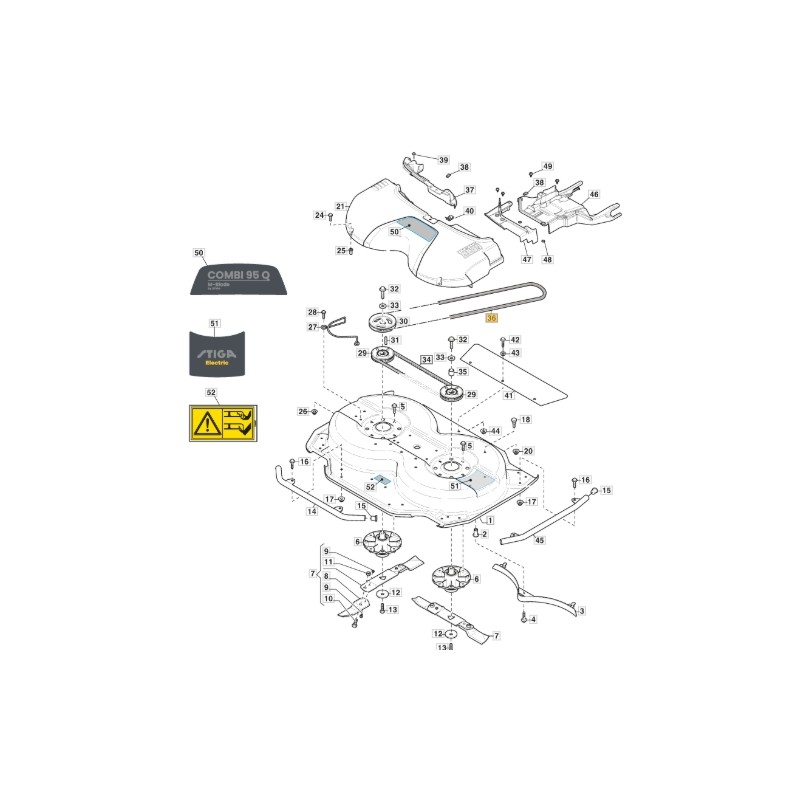 Cinghia trattorino tagliaerba modelli COMBI95Q ORIGINALE STIGA 1134-9187-02