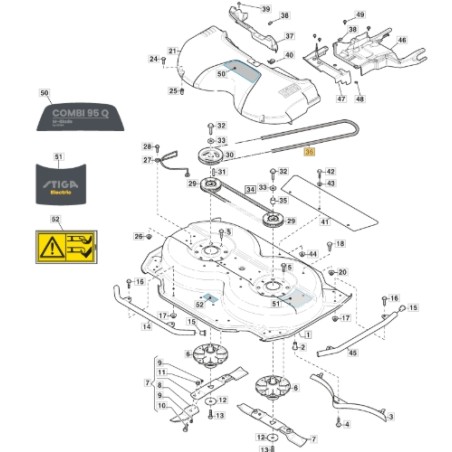 Correa para tractor de césped COMBI95Q ORIGINAL STIGA modelos 1134-9187-02 | Newgardenstore.eu