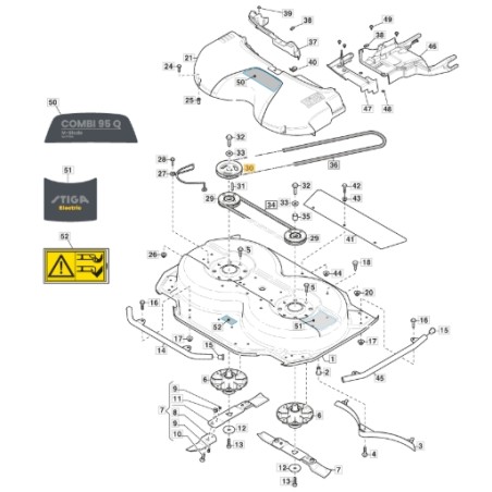 Poulie de transmission pour tracteur de pelouse ORIGINAL STIGA 1137-0011-01 | Newgardenstore.eu