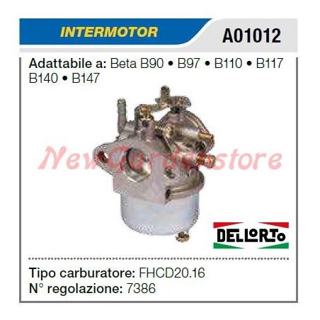 Carburador INTERMOTOR segadora Beta B90 B97 B110 B117 B140 B147 A01012 | Newgardenstore.eu