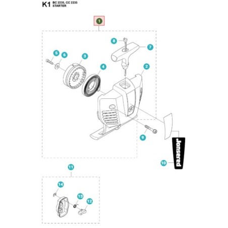 COUVERCLE DEMARREUR CPL. 544128402 HUSQVARNA ORIGINE | Newgardenstore.eu