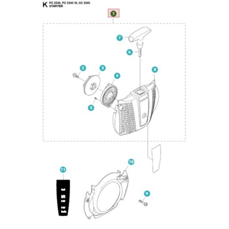 COMPLETE STARTER COVER 573960901 ORIGINAL HUSQVARNA | Newgardenstore.eu