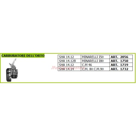 Carburettor SHA 14.12 for walking tractor CM 46 1719 | Newgardenstore.eu