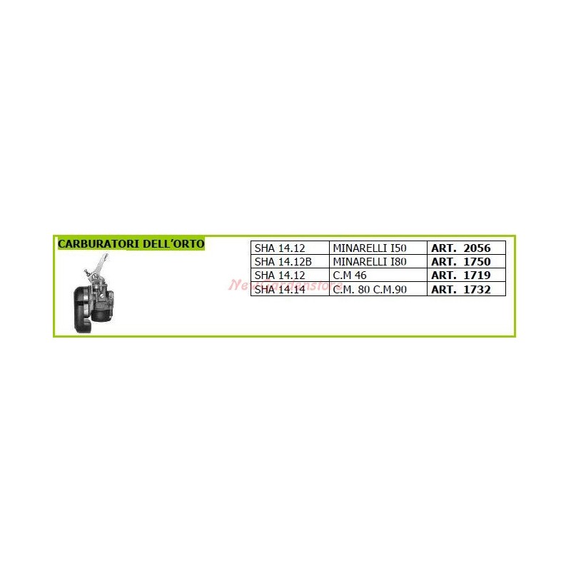 Carburatore SHA 14.12B per motocoltivatore MINARELLI I80 1750