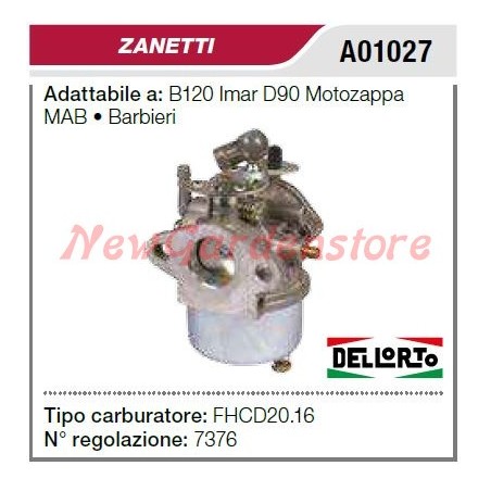 Carburador ZANETTI motoazada B120 imar D90 A01027 | Newgardenstore.eu