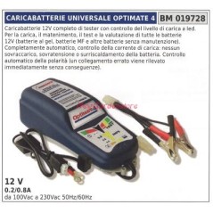 Cargador universal optimate 4 12V completo con comprobador 0,2/0,8A 019728