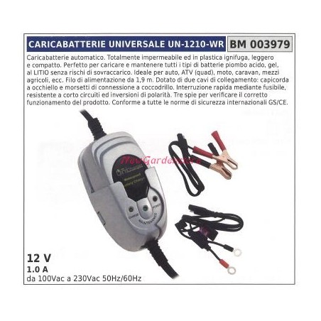 Caricabatterie universale un-1210-wr 12v 1.0 a da 100Vac a 230Vac 50760hz 003979 | Newgardenstore.eu