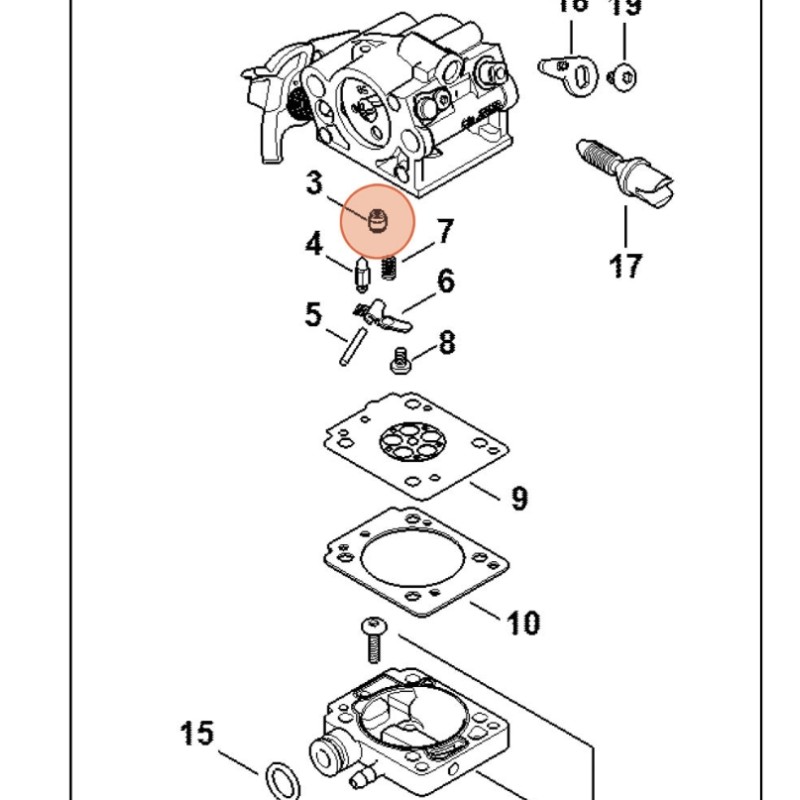 Jet fixe 0.44 modèles de tronçonneuses MS162 ORIGINAL STIHL 11301215601