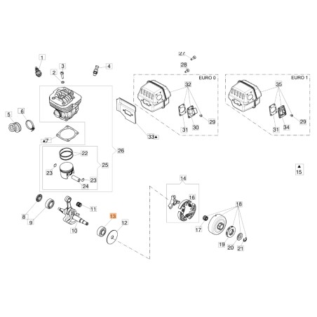 Ball bearing 15X35X12 ORIGINAL OLEOMAC chainsaw GS 650 - GS 651 3035026R | Newgardenstore.eu