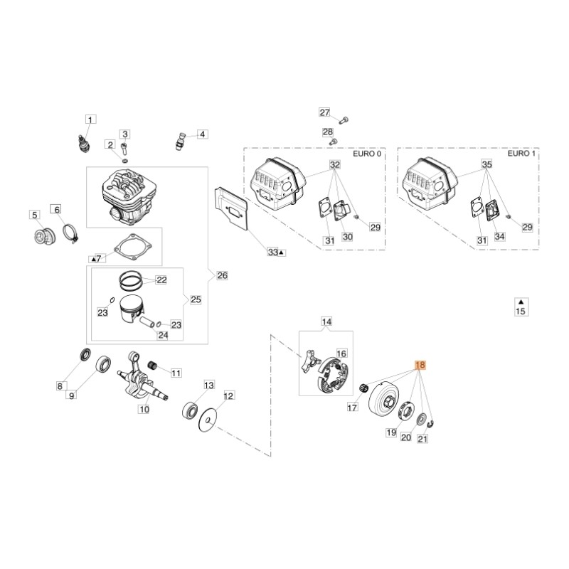 Kit ORIGINAL OLEOMAC Kupplungskappe für Kettensäge GS 650 - GS 651 50252016