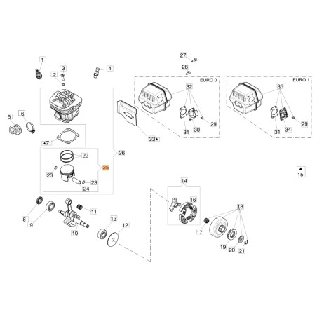 Kit pistón ORIGINAL OLEOMAC para motosierra GS 650 - GS 651 50252010