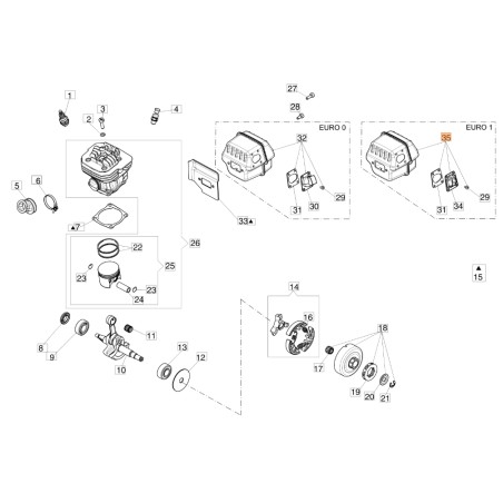 Marmite euro 1 ORIGINAL OLEOMAC pour tronçonneuse GS 650 50250158AR