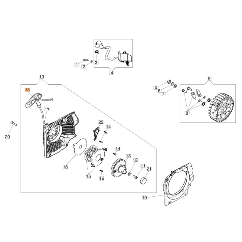 Mango de arranque ORIGINAL OLEOMAC para motosierra GS 650 - GS 651 50170017R