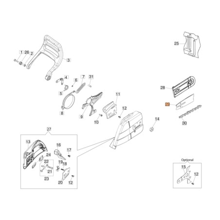 Stange 46 cm ORIGINAL OLEOMAC für Kettensäge GS 650 - GS 651 50250106R | Newgardenstore.eu