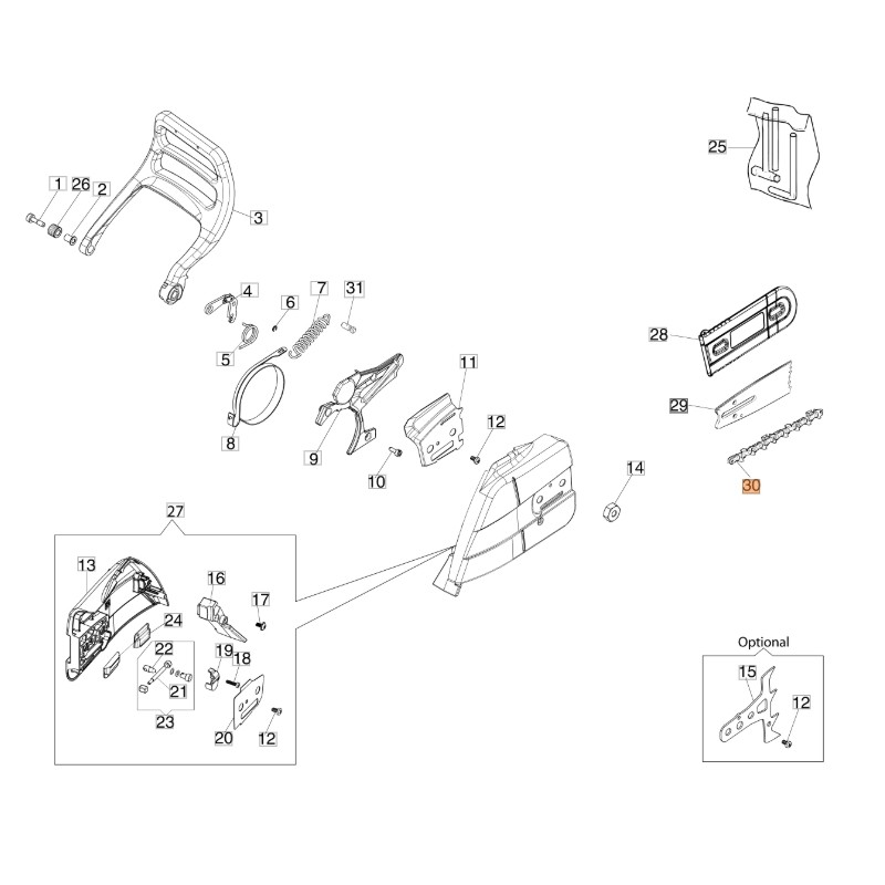 Chaîne pas à pas 3/8 68 mailles ORIGINAL OLEOMAC scie à chaîne GS 650 - GS 651 30629001C