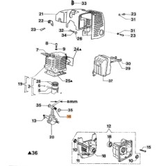 Brushcutter bearing models 433BP 435BP ORIGINAL OLEOMAC 072700046R