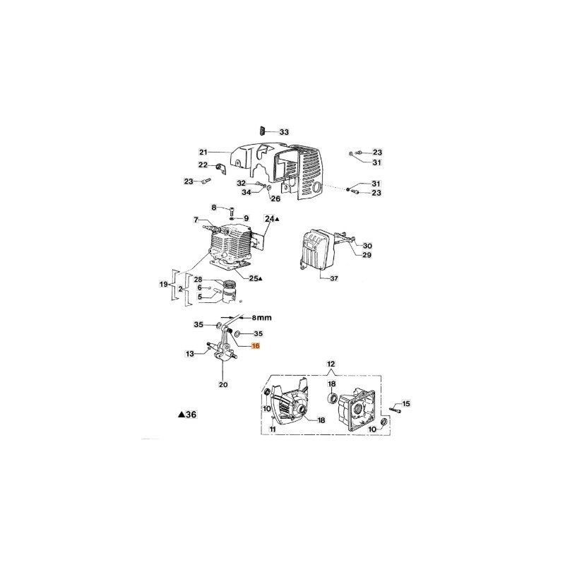 Cuscinetto decespugliatore modelli 433BP 435BP ORIGINALE OLEOMAC 072700046R