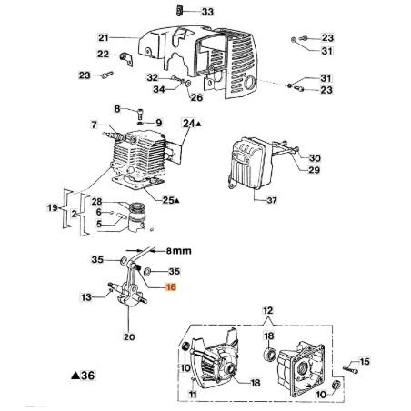 Brushcutter bearing models 433BP 435BP ORIGINAL OLEOMAC 072700046R | Newgardenstore.eu