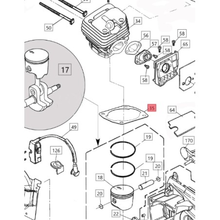 ORIGINAL BLUEBIRD cylinder seal for CS 590 CS590-35 chainsaw | Newgardenstore.eu