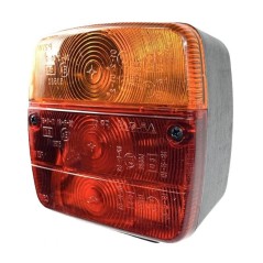 Left rear light for tractor and trailer, 3 square lights with license plate light | Newgardenstore.eu