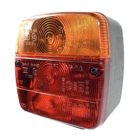 Luz trasera izquierda para tractor y remolque, 3 luces cuadradas con luz de matrícula. | Newgardenstore.eu