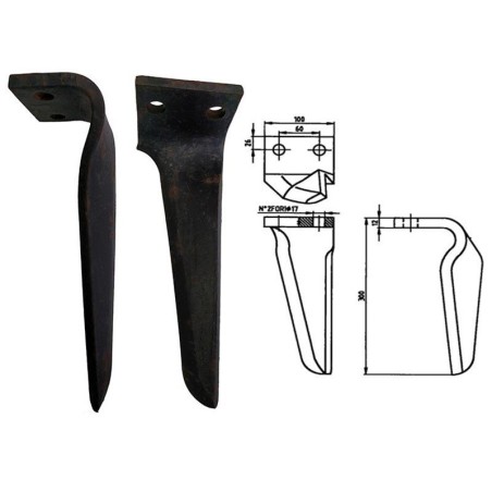 Dente per erpice rotante dominator sx piatto 100 x 12 | Newgardenstore.eu