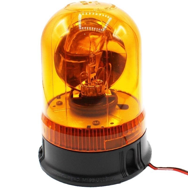 Baliza giratoria 12 V base plana naranja intermitente