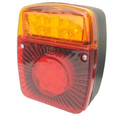 Universal square rear light for tractor and trailer 3 LED lights 12-24V with license plate light