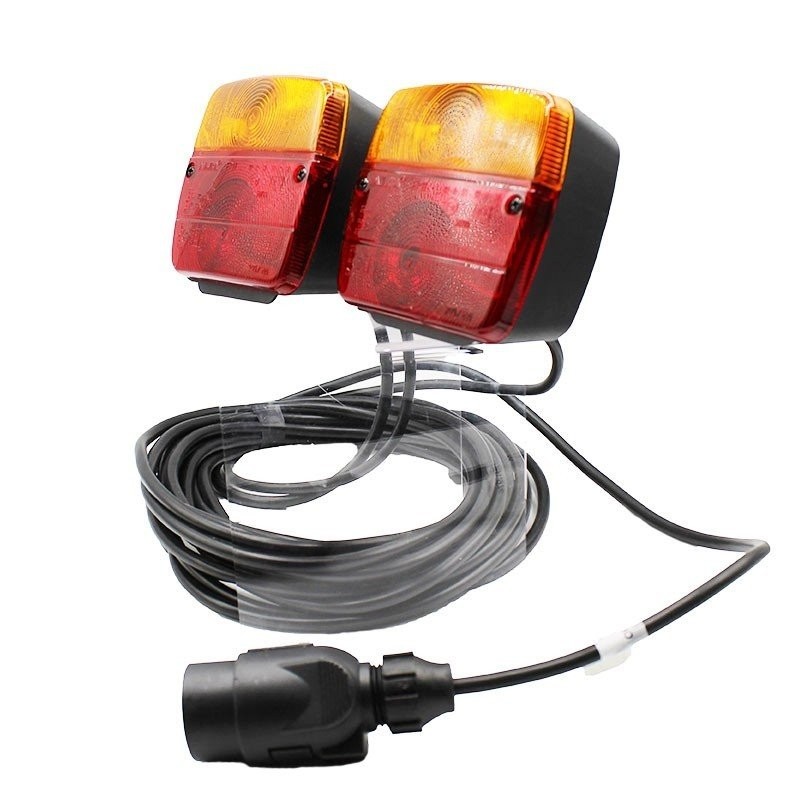 Rear light kit for agricultural trailer and tractor with 7-pole connector and 7.5 m cable