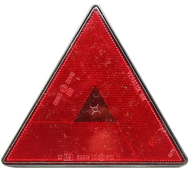 Red triangular trailer reflector with screws - 162 x 142 mm