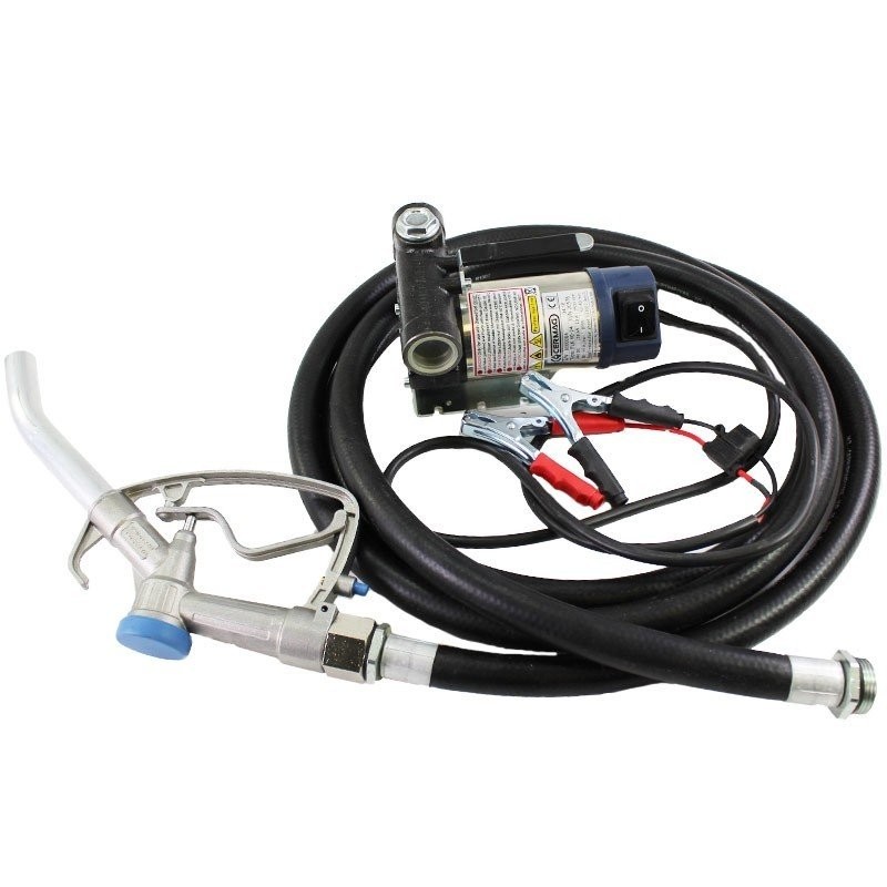 12V battery-operated self-priming diesel transfer pump with gun and hose