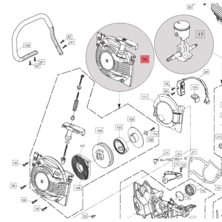 ORIGINAL BLUEBIRD Starter für Kettensäge CS 590 CS590-96 | Newgardenstore.eu