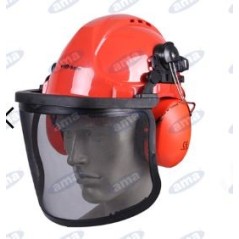 Helmet with mesh visor and earphones CE: EN397-EN352-EN1731 AMA 08838 | Newgardenstore.eu