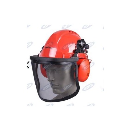 Helmet with mesh visor and earphones CE: EN397-EN352-EN1731 AMA 08838 | Newgardenstore.eu