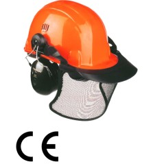 Casco de protección con gorro y visera conforme a la norma EN 397 EN1731 EN 352-2 | Newgardenstore.eu