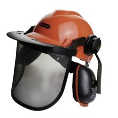 Forest protection helmet with adjustable wire mesh visor