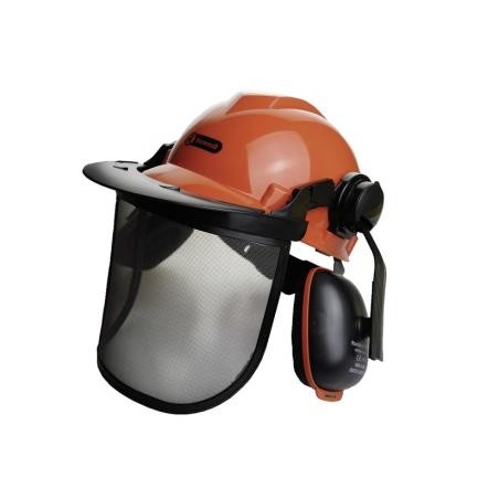 Forest protection helmet with adjustable wire mesh visor | Newgardenstore.eu