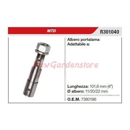 MTD lawnmower mower mower R301040 blade holder shaft | Newgardenstore.eu