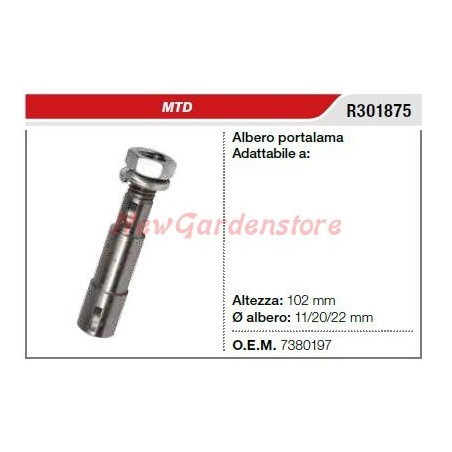 MTD lawnmower mower mower R301875 blade holder shaft | Newgardenstore.eu