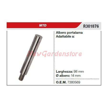 MTD lawnmower mower mower blade shaft R301876 738-0569 | Newgardenstore.eu