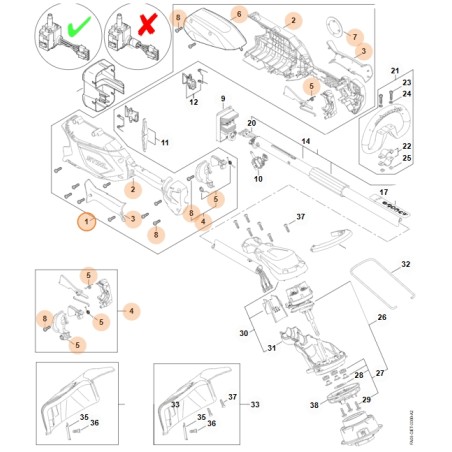 Handle body ORIGINAL STIHL trimmer FSA 86 R FA05-790-1002 | Newgardenstore.eu