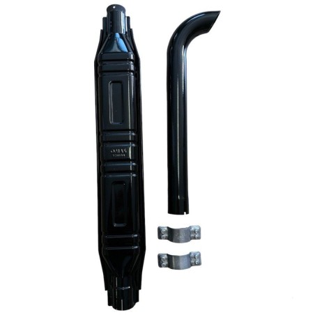 Kit silenciador para tractor Fiat New Holland serie Oro 80 90 TK y Winner F100 tipo cuadrado con terminal curvo de 600 mm - O...