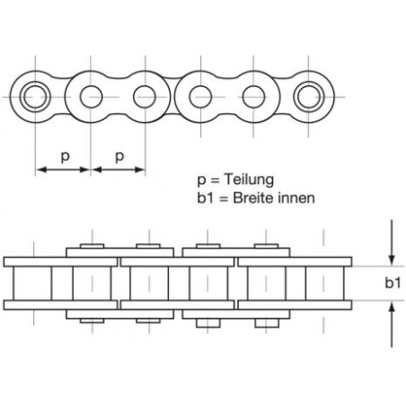 Chaîne de transmission C35 3/8 "x3/16" pour tondeuse à gazon longueur 3 m pas 9.50 mm