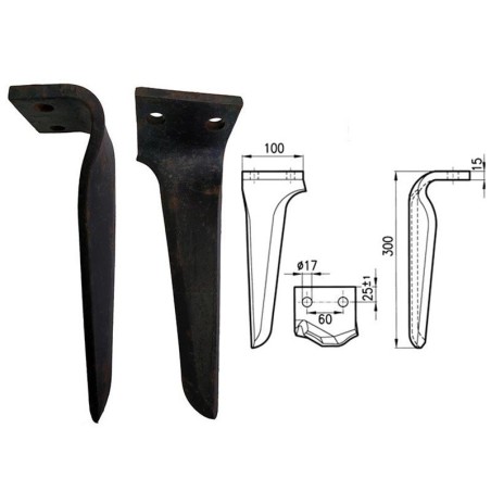 Reinforced right dominator power harrow tooth Maschio Feraboli Pegoraro | Newgardenstore.eu